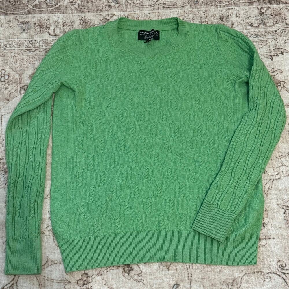 Banana Republic Filpucci Italian Yarn Green Cable Knit Sweater Womens Medium